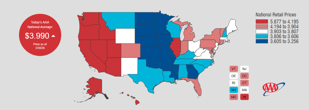 2022年8月来首次!美国汽油均价突破每加仑4美元大关 - 图片1