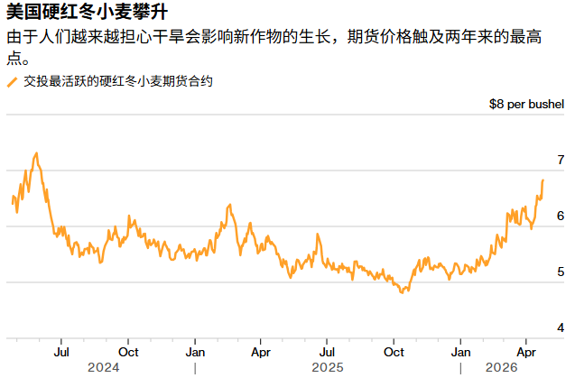 全球食品通胀压力再加剧！战火断肥遇上旱灾灼叶，美国硬红冬麦价格创两年新高 - 图片1