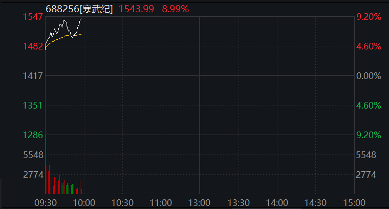 A股三大股指震荡上涨，芯片半导体拉升，寒武纪大涨9%，恒科指跌1%，科网股普跌 - 图片5